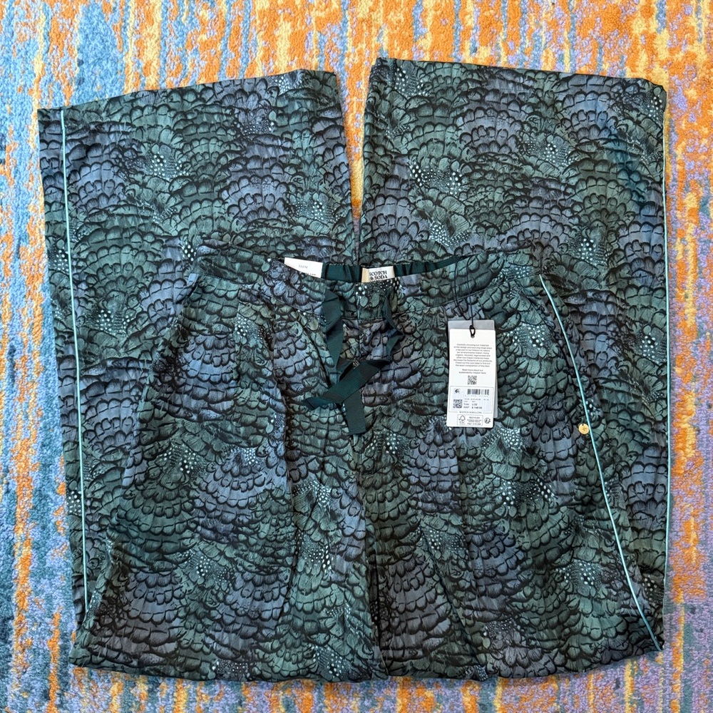 NWT Scotch & Soda High Rise Wide Leg Eleni Pajama Trousers - Size L 32